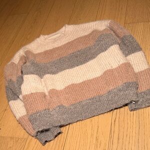 SHEIN Striped Women's Sweater - Cream, Gray, and Tan